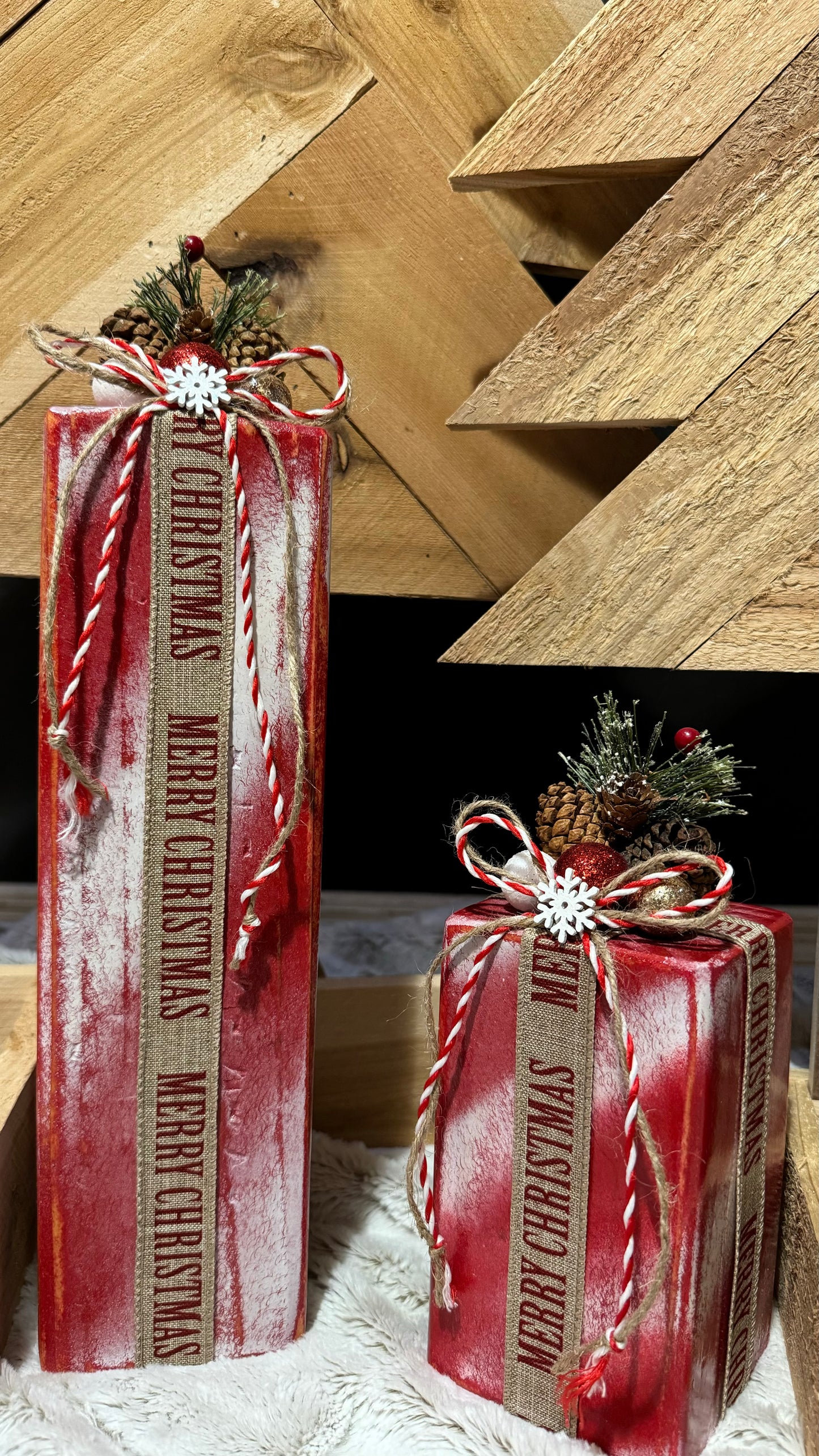 Distressed Candy Cane Christmas Gift Decor Set