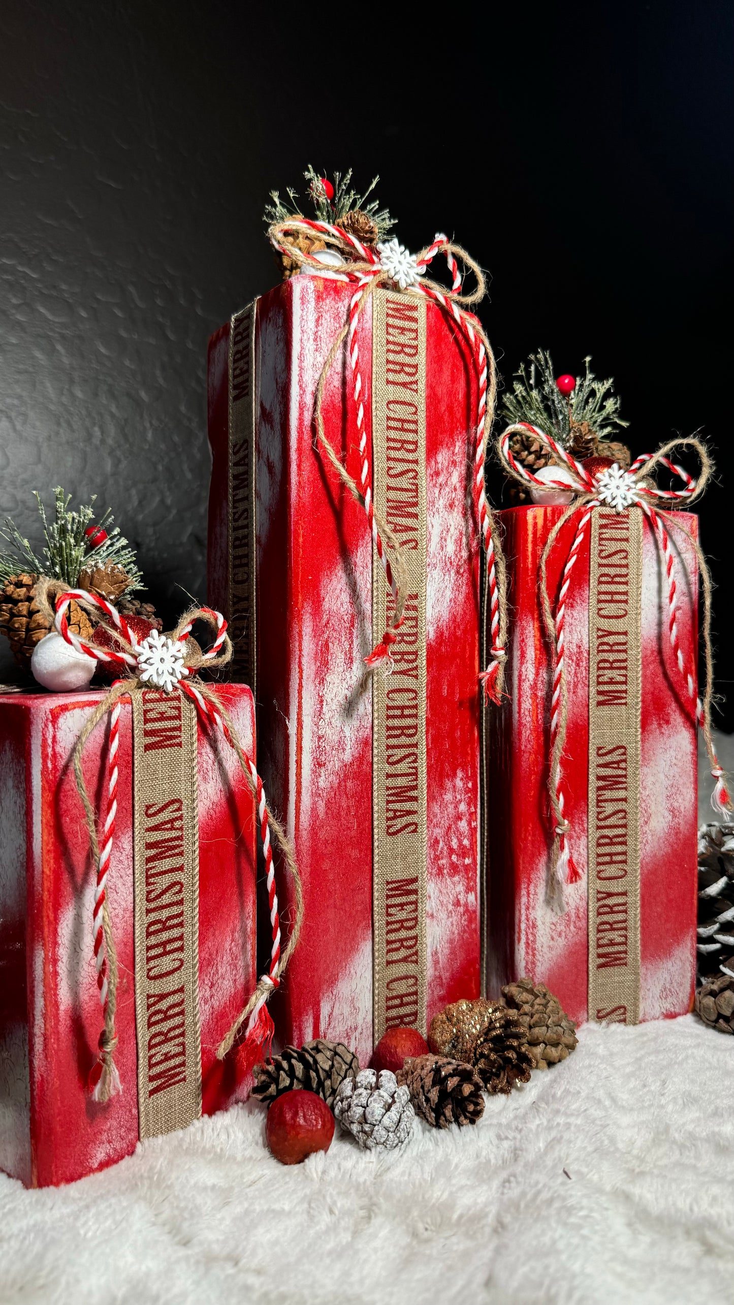 Distressed Candy Cane Christmas Gift Decor Set