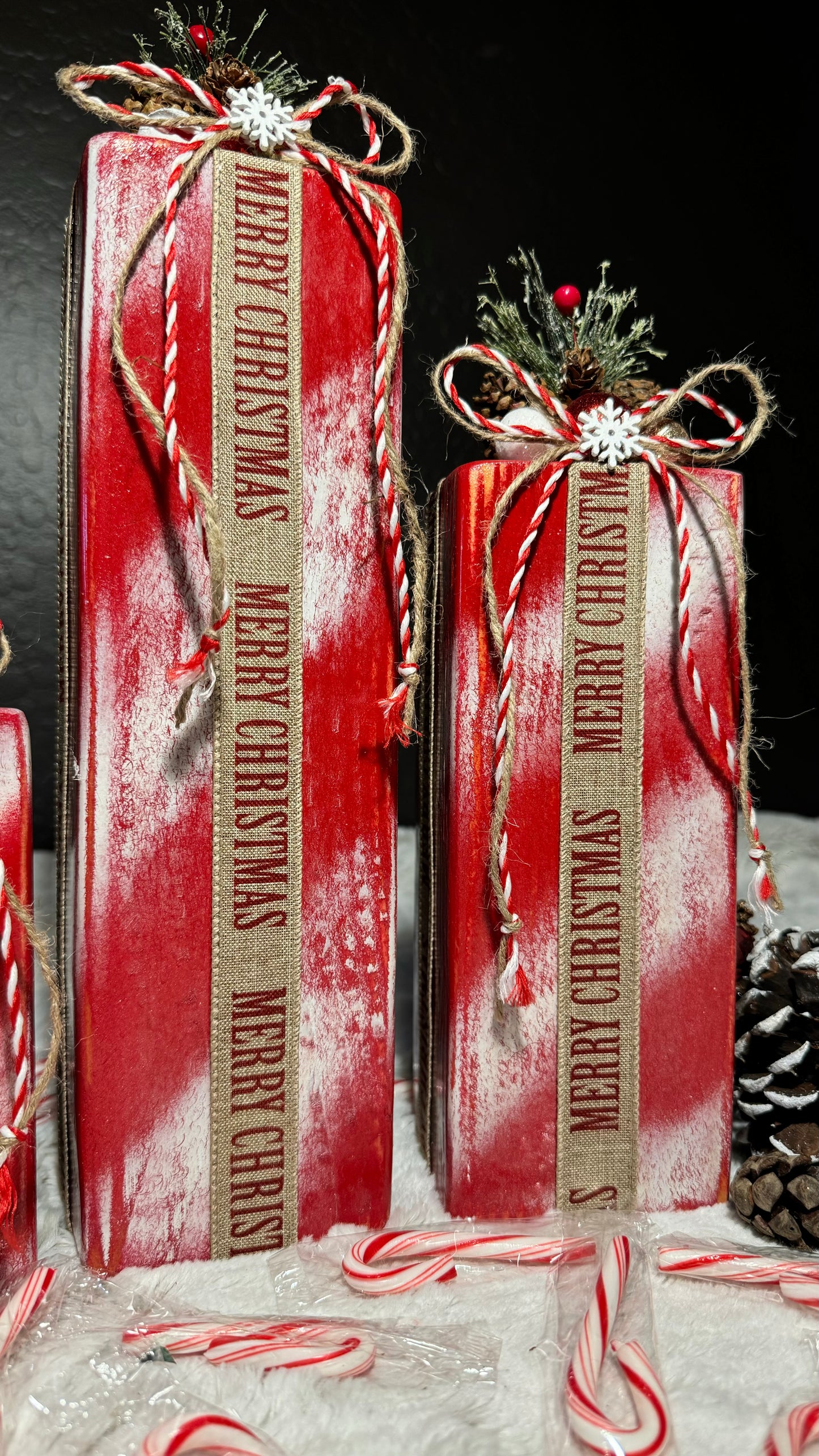 Distressed Candy Cane Christmas Gift Decor Set