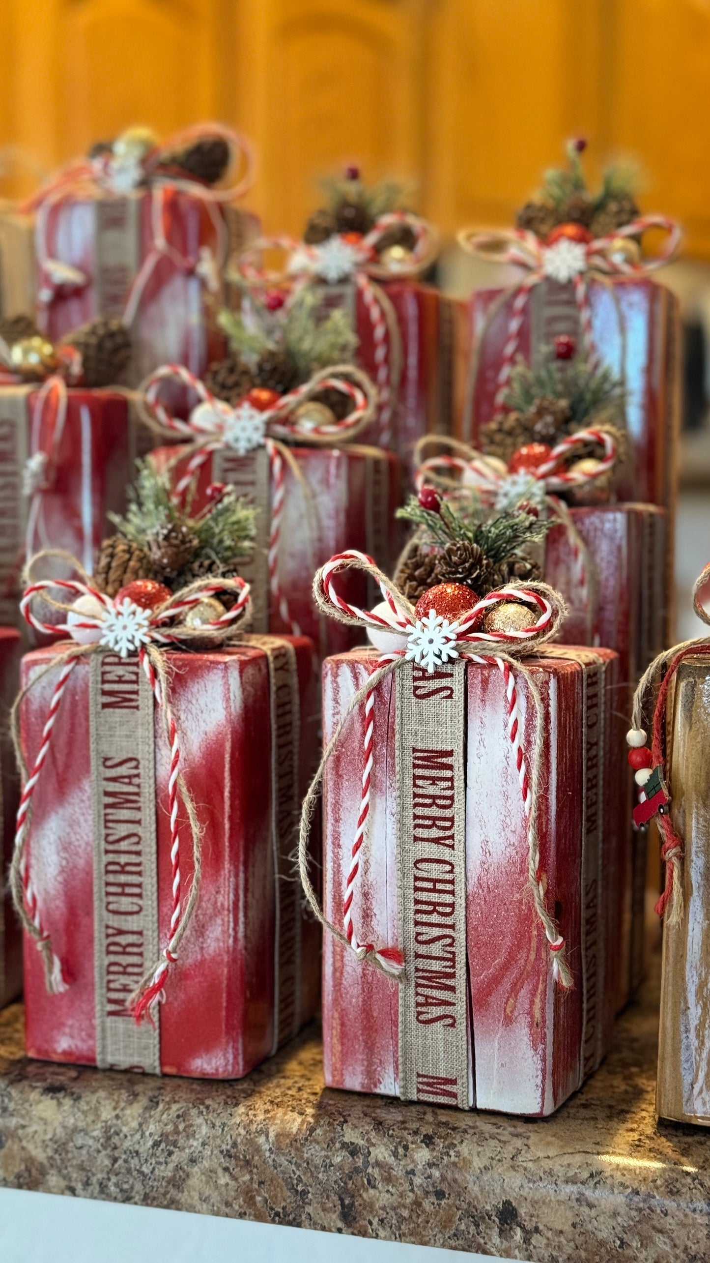 Distressed Candy Cane Christmas Gift Decor Set